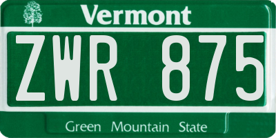 VT license plate ZWR875