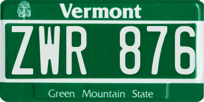 VT license plate ZWR876