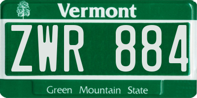 VT license plate ZWR884