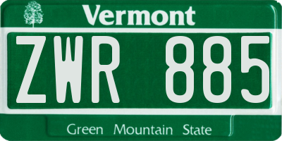 VT license plate ZWR885