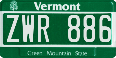 VT license plate ZWR886