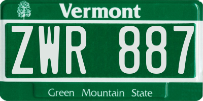 VT license plate ZWR887