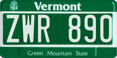 VT license plate ZWR890