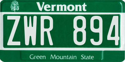 VT license plate ZWR894