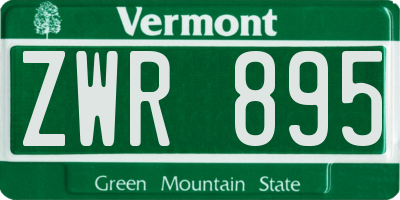 VT license plate ZWR895
