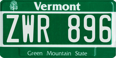 VT license plate ZWR896