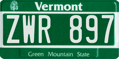 VT license plate ZWR897