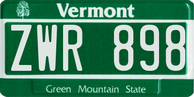 VT license plate ZWR898