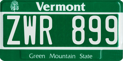 VT license plate ZWR899