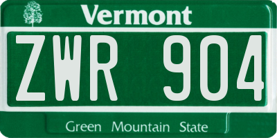 VT license plate ZWR904