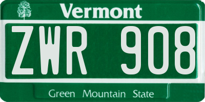 VT license plate ZWR908