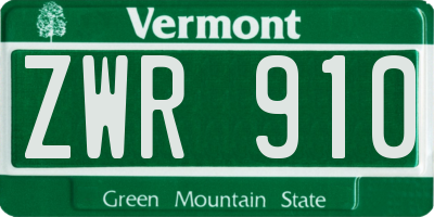 VT license plate ZWR910