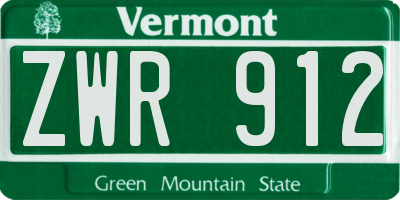 VT license plate ZWR912