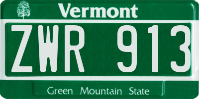 VT license plate ZWR913