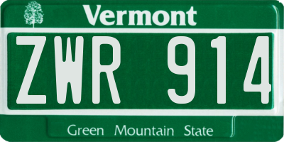 VT license plate ZWR914