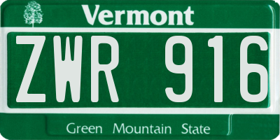 VT license plate ZWR916