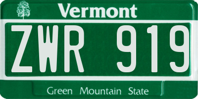 VT license plate ZWR919