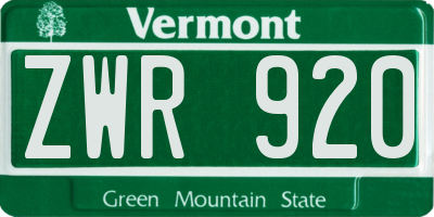 VT license plate ZWR920