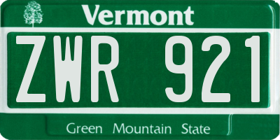 VT license plate ZWR921