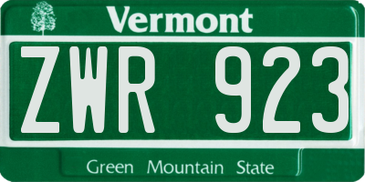 VT license plate ZWR923