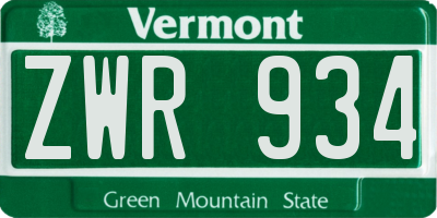 VT license plate ZWR934