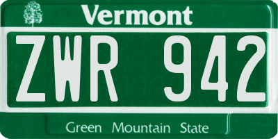 VT license plate ZWR942