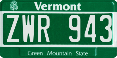 VT license plate ZWR943