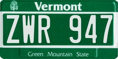 VT license plate ZWR947