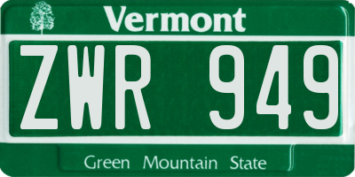 VT license plate ZWR949