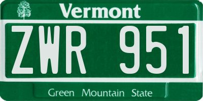 VT license plate ZWR951
