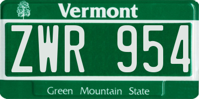 VT license plate ZWR954