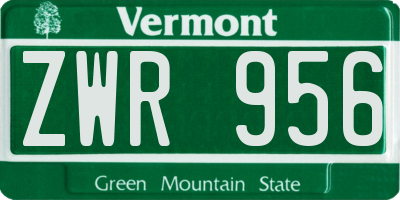 VT license plate ZWR956