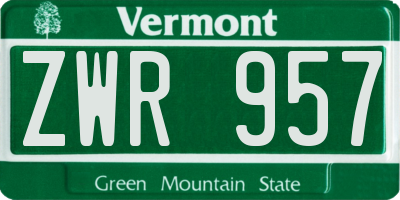 VT license plate ZWR957