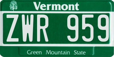 VT license plate ZWR959