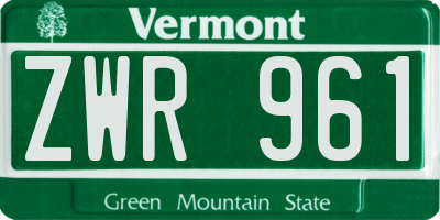 VT license plate ZWR961
