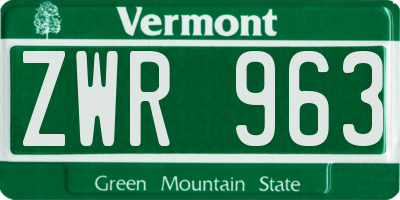 VT license plate ZWR963
