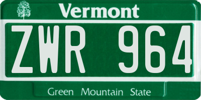 VT license plate ZWR964