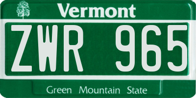 VT license plate ZWR965
