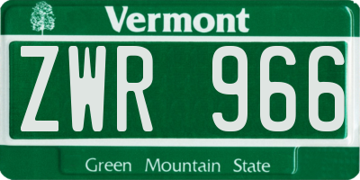 VT license plate ZWR966