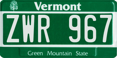 VT license plate ZWR967