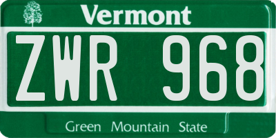 VT license plate ZWR968