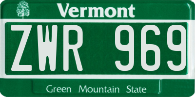 VT license plate ZWR969