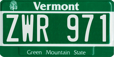 VT license plate ZWR971