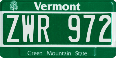 VT license plate ZWR972
