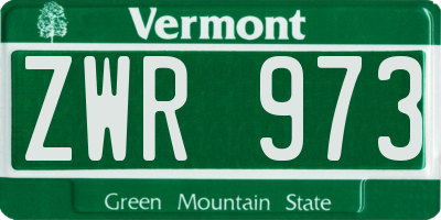 VT license plate ZWR973