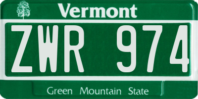 VT license plate ZWR974