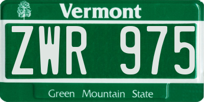 VT license plate ZWR975