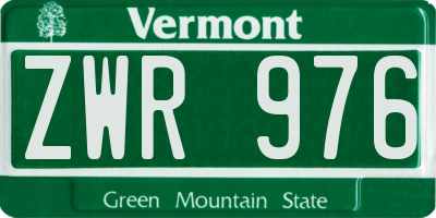 VT license plate ZWR976