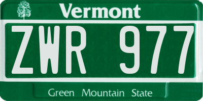 VT license plate ZWR977