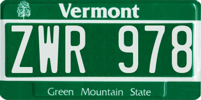 VT license plate ZWR978